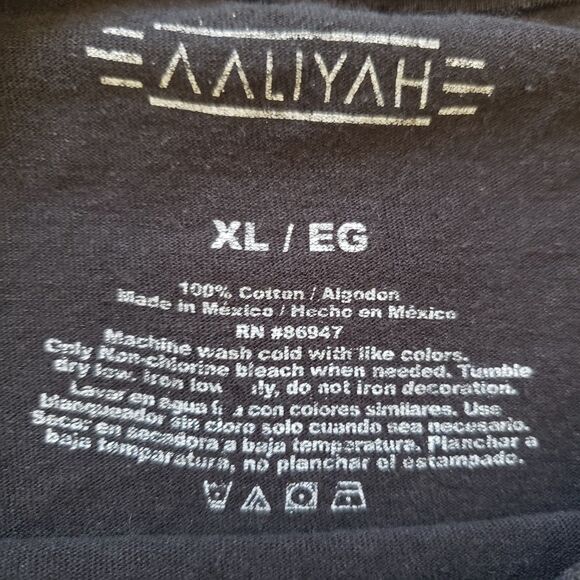 Aalijah Graffiti Black Print Short Sleeve Cotton Cropped T-shirt Size XL - Picture 4 of 6